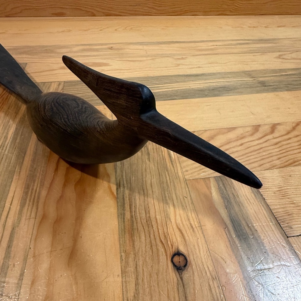 Vintage 70s Wooden Mid Century Modern Decor Folk Art Bird Carving Sculpture - Picture 11 of 13